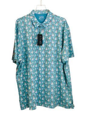 BOGEY BROS Golf Co Men's Size 3XL Tequila Bottle Salt Lime Glass Polo Aqua